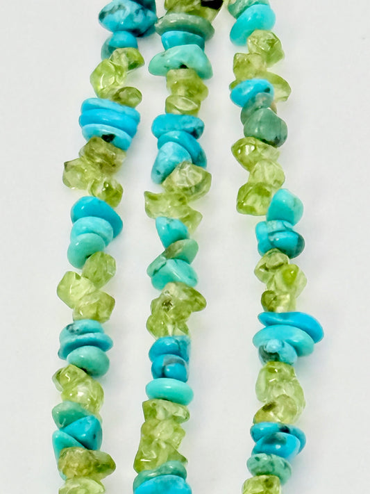 Jay King Dtr Sterling Silver Turquoise & Peridot Nugget Chip 3 Strand