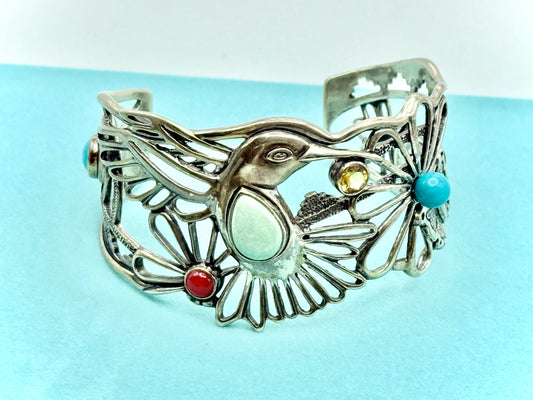 Multi Stone Sterling Silver Hummingbird Bracelet Fritz Casuse Carolyn Pollack