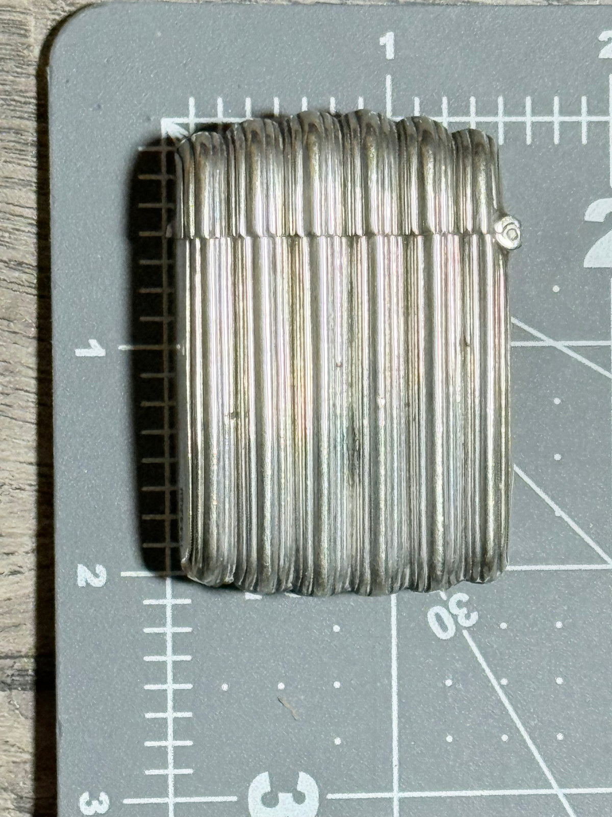Antique Victorian Fluted Pocket Match Safe Vesta Case - Nickel Silver