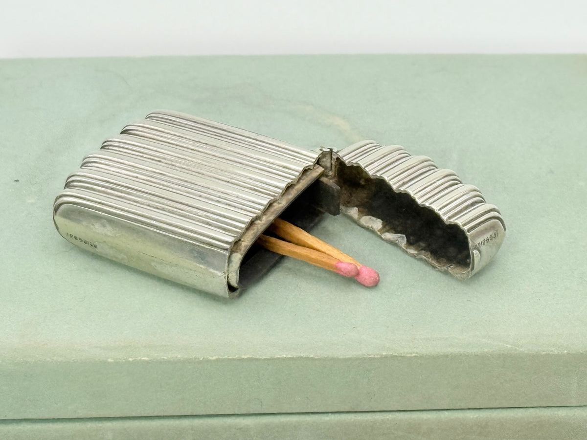 Antique Victorian Fluted Pocket Match Safe Vesta Case - Nickel Silver