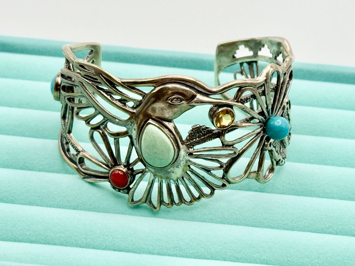Multi Stone Sterling Silver Hummingbird Bracelet Fritz Casuse Carolyn Pollack