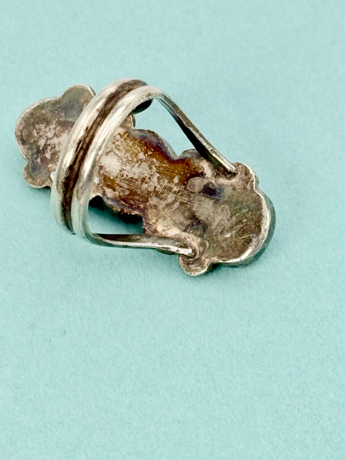 Vintage Navajo Sterling Silver 3-Stone Turquoise Statement Ring