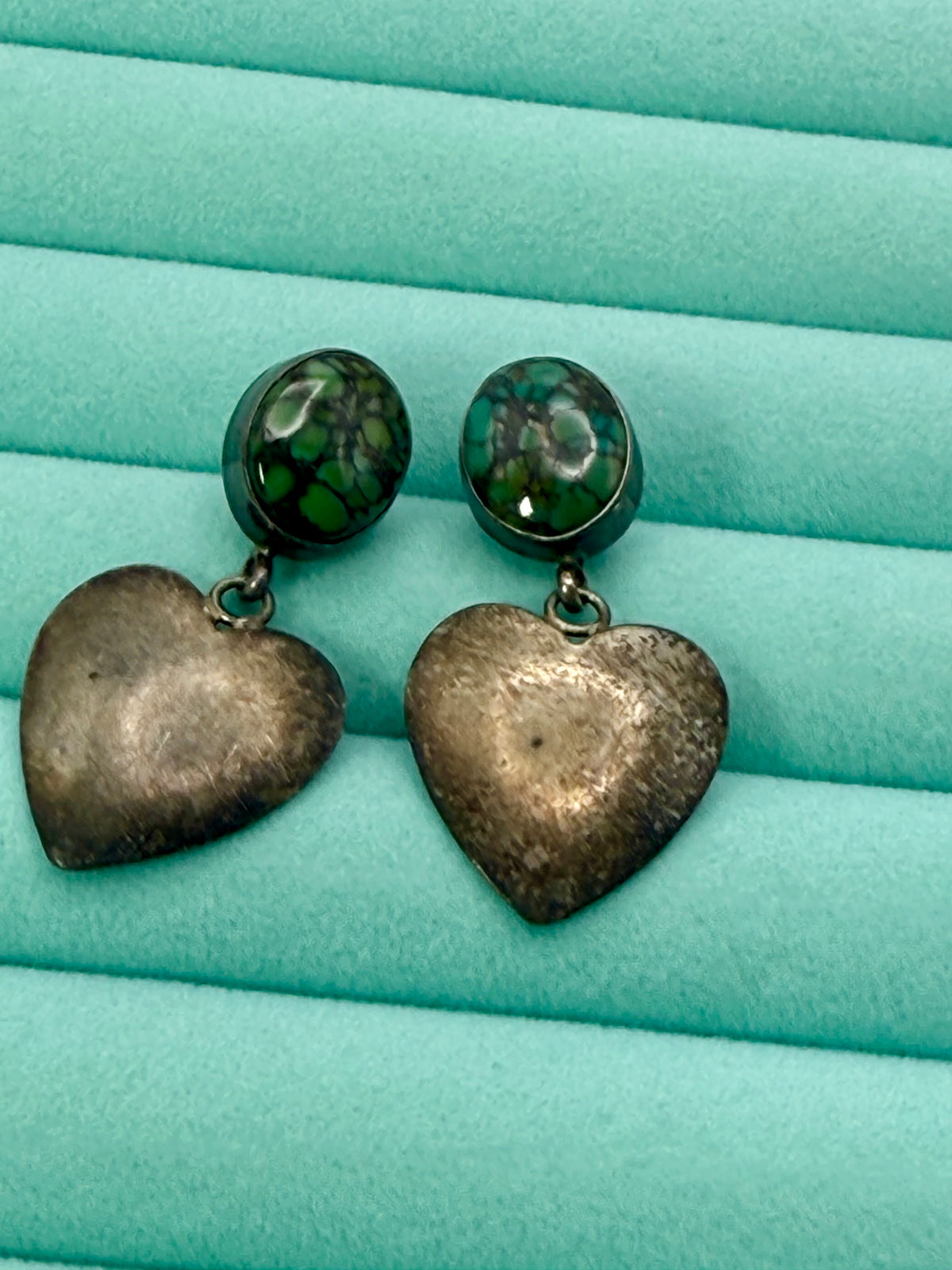 Turquoise With Sterling Heart Earrings
