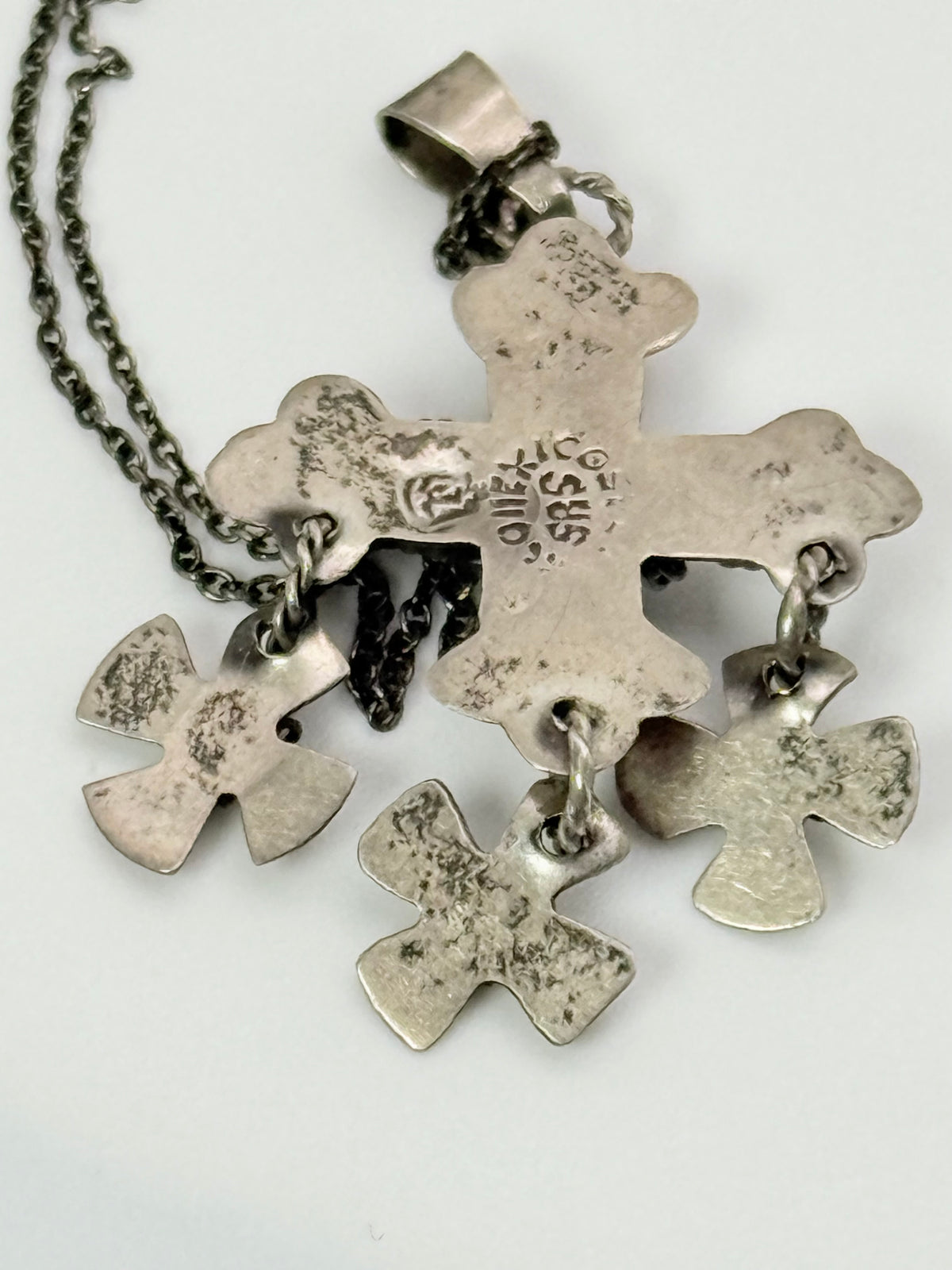 Vintage Sterling Cross Necklace- Mexico