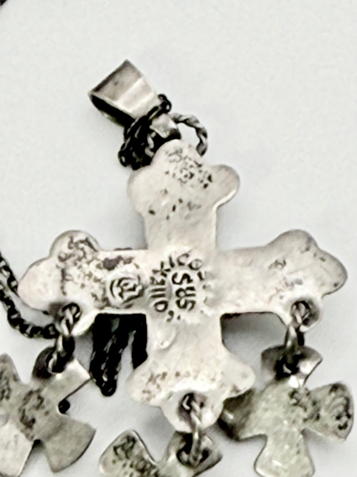 Vintage Sterling Cross Necklace- Mexico