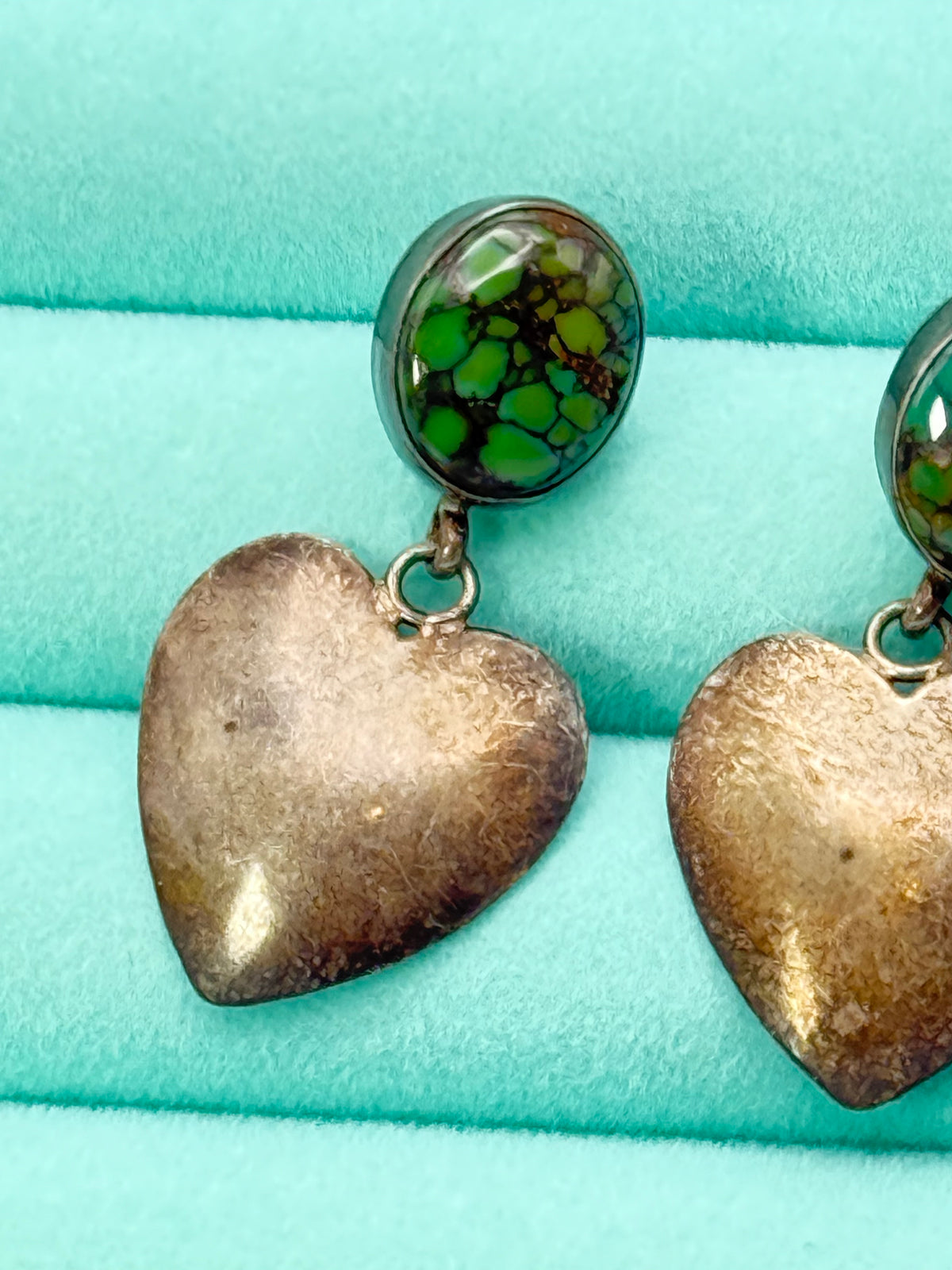 Turquoise With Sterling Heart Earrings