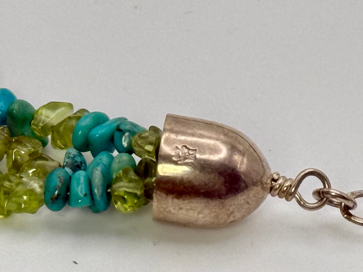 Jay King Dtr Sterling Silver Turquoise & Peridot Nugget Chip 3 Strand