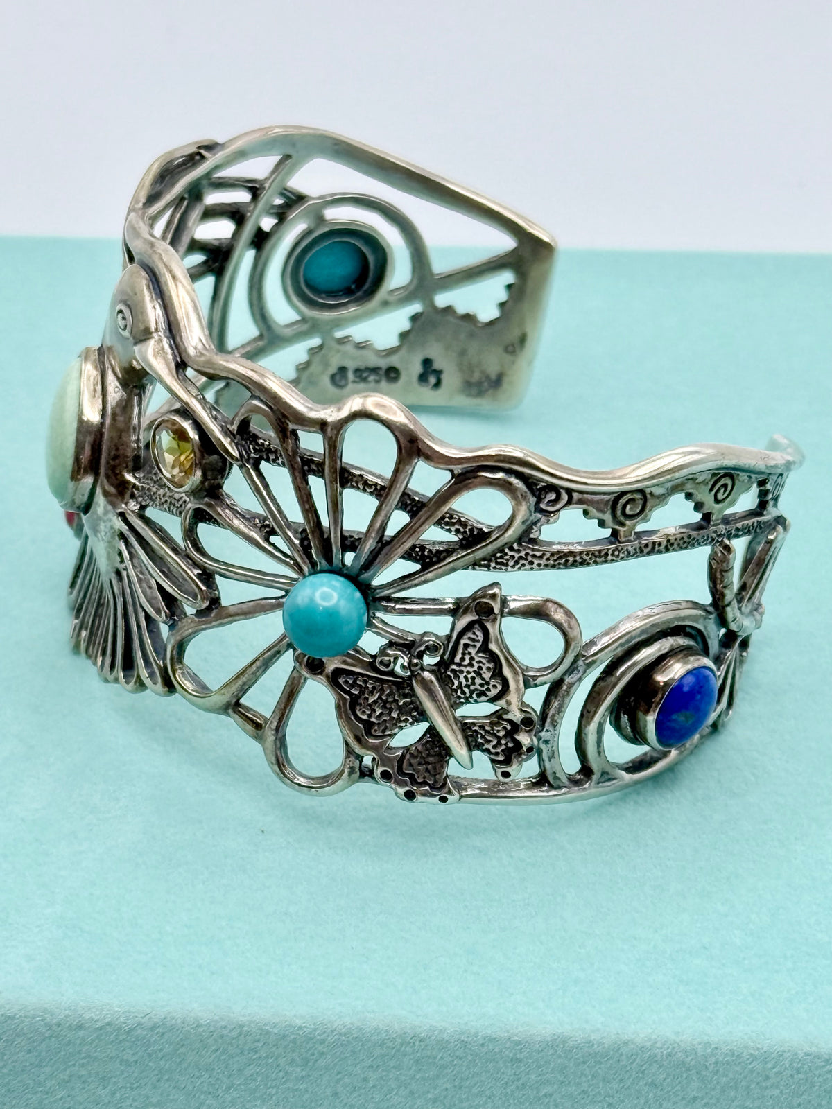 Multi Stone Sterling Silver Hummingbird Bracelet Fritz Casuse Carolyn Pollack