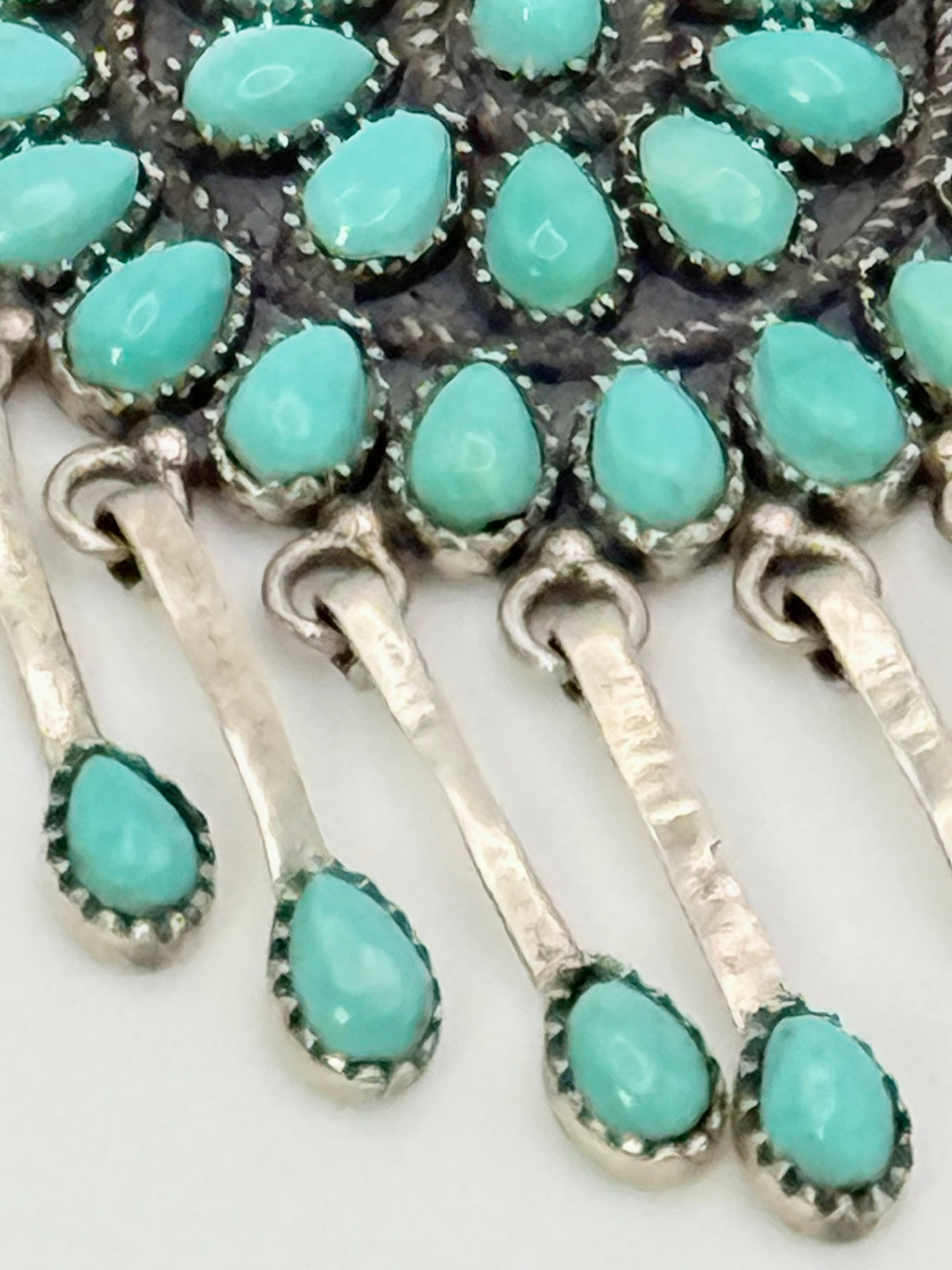 Vintage Navajo MJC Sterling Silver & Turquoise Cluster Chandelier Earrings