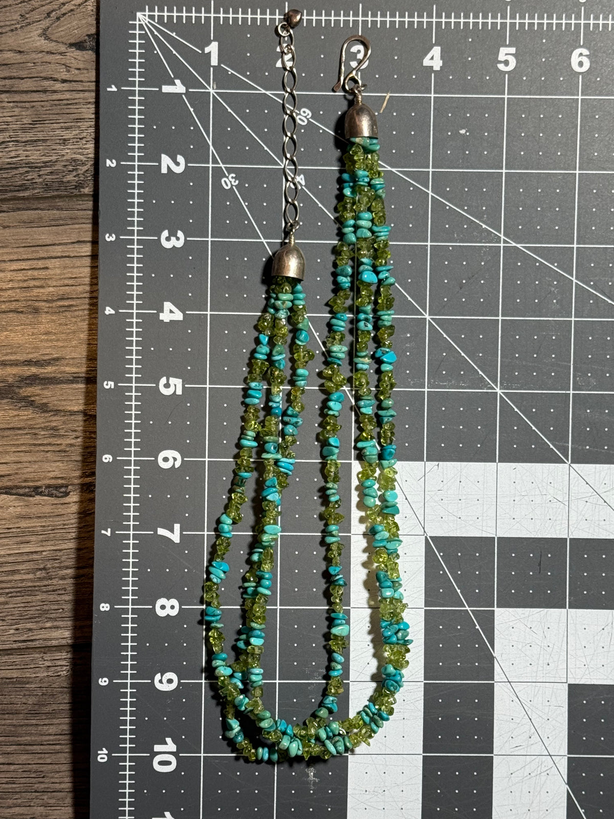 Jay King Dtr Sterling Silver Turquoise & Peridot Nugget Chip 3 Strand