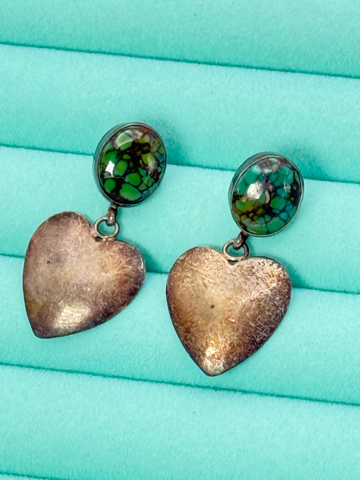 Turquoise With Sterling Heart Earrings