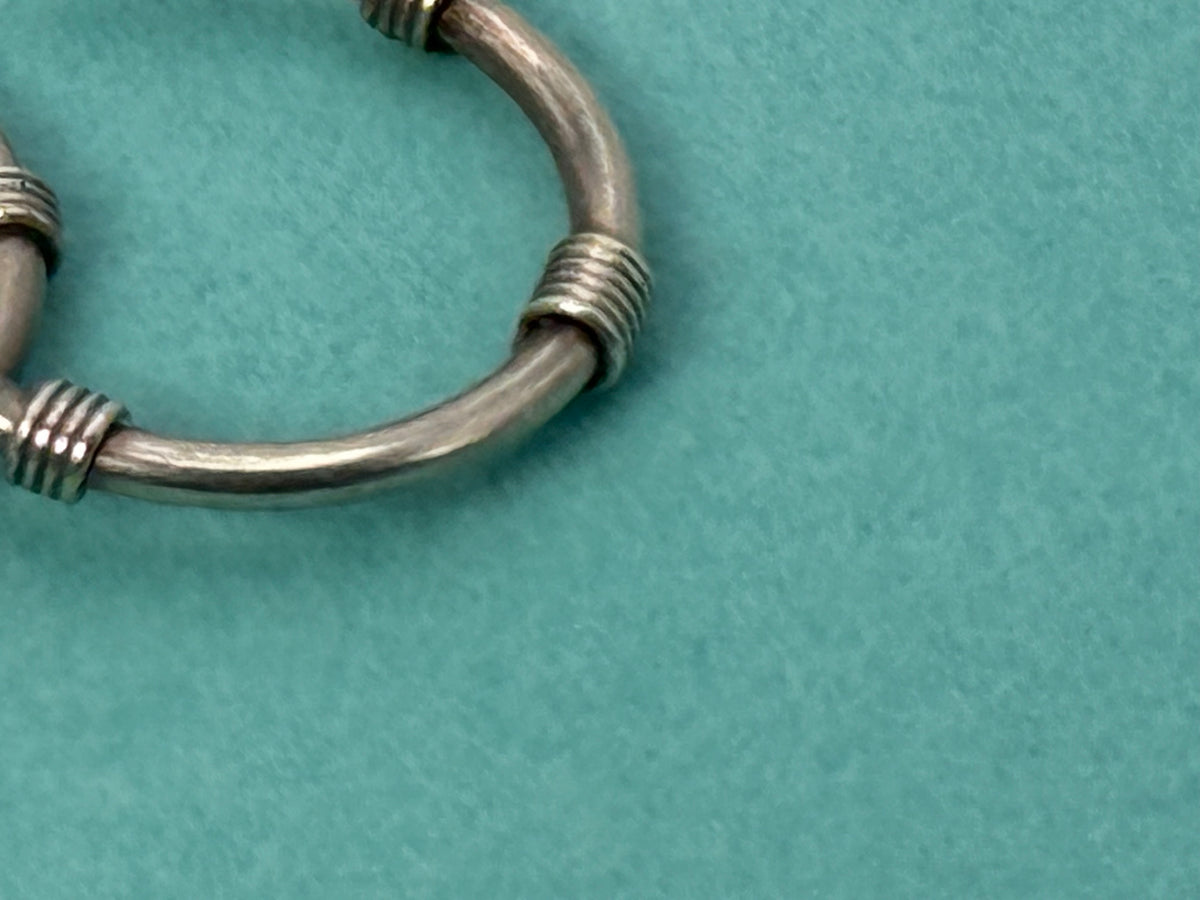 Vintage 925 Sterling Silver Bali Hoop Earrings – Wire Wrap Coil Detail, 1"