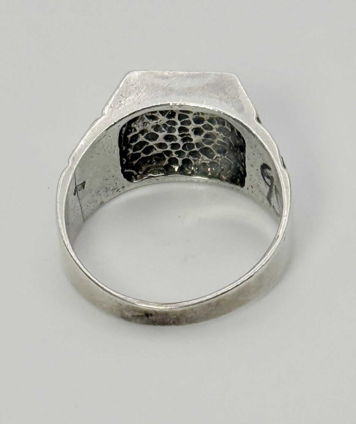 Vintage Southwestern Sterling Silver & Turquoise Horse Signet Ring - Size 12