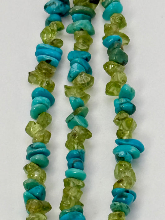 Jay King Dtr Sterling Silver Turquoise & Peridot Nugget Chip 3 Strand