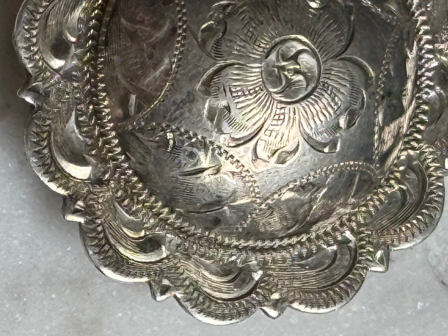 Engraved Sterling Button - Round Concho Style