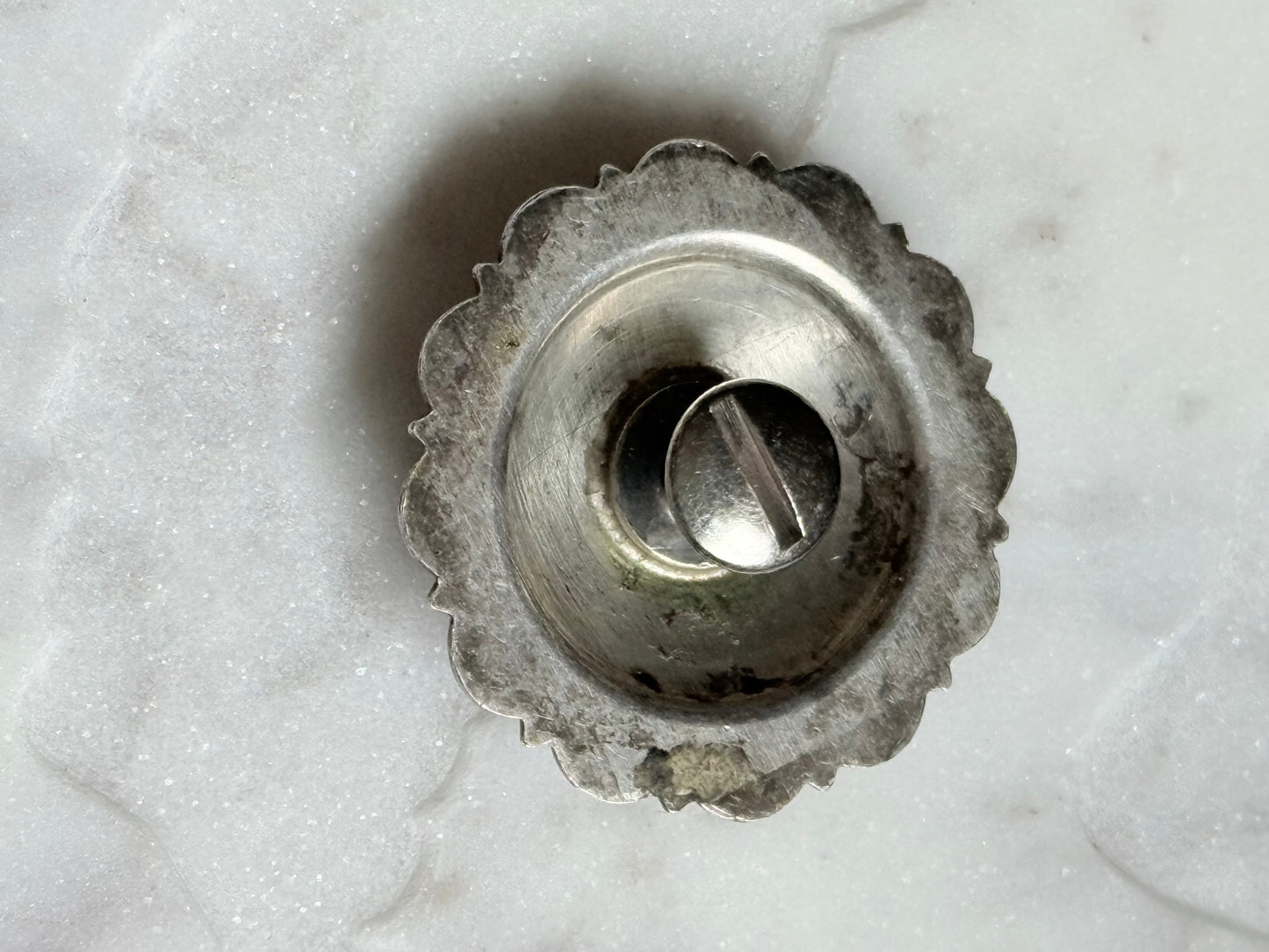 Engraved Sterling Button - Round Concho Style