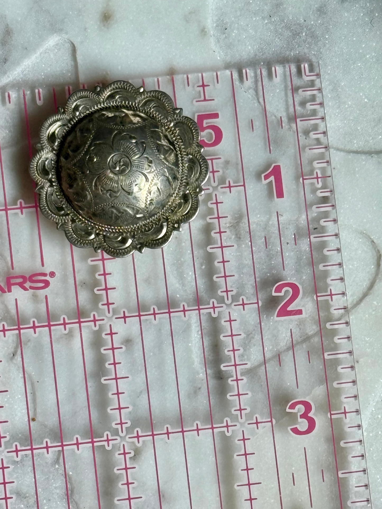 Engraved Sterling Button - Round Concho Style