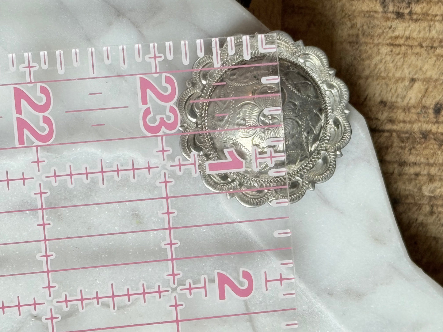 Engraved Sterling Button - Round Concho Style